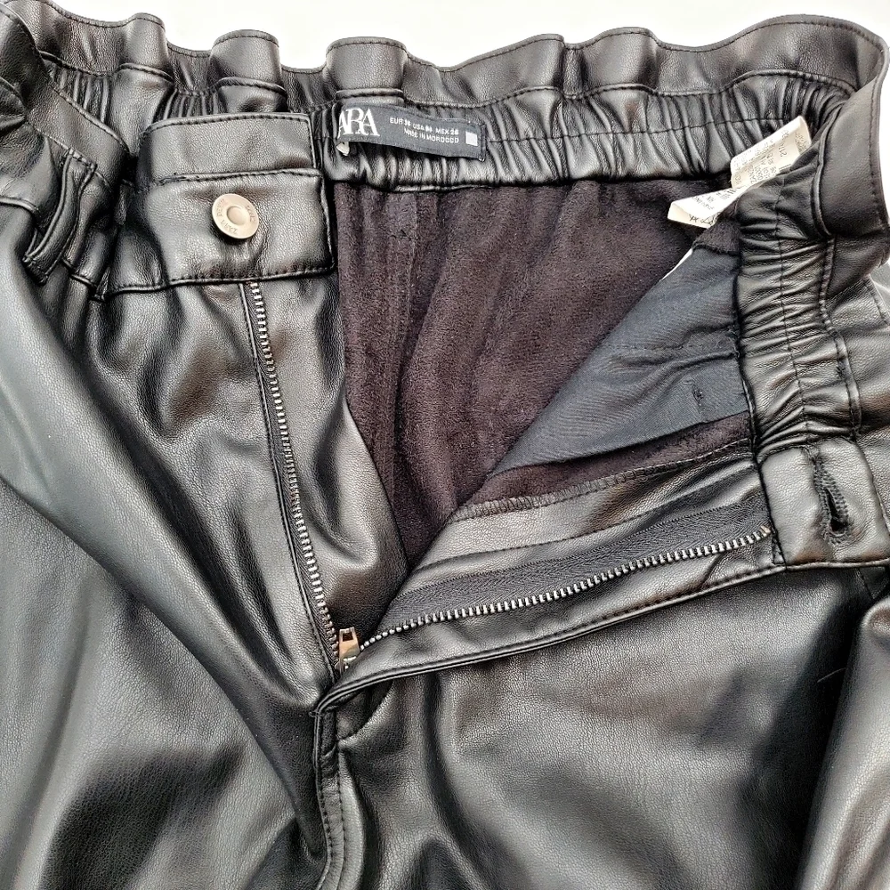 Zara Baggy High Rise Faux Leather Pants - Picture 8 of 11